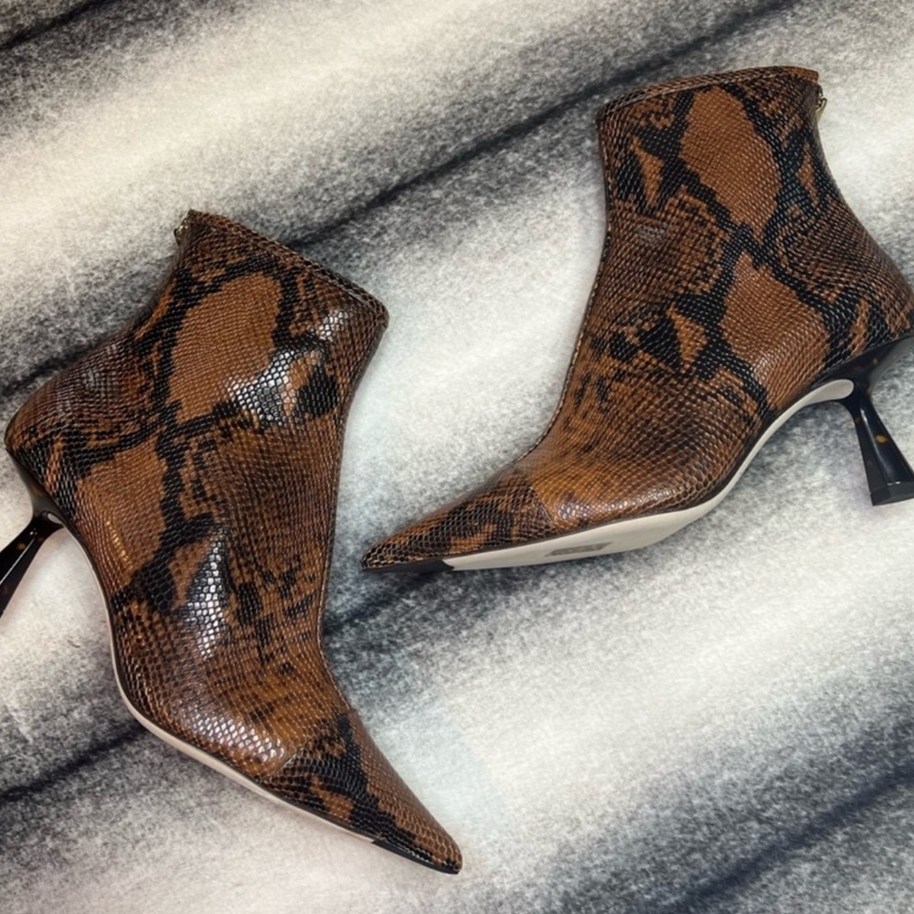 Jimmy Choo Kix 65 mm Cuolo Snake Printed Leather Kitten Heel Booties Boots